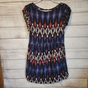 Atmosphere Dress Size 8 Ikat Tribal Print Boho Mini Flowy Casual Chic